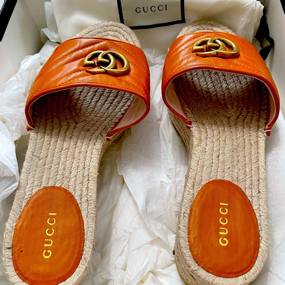 GUCCI ESPADRILLE PLATFORM SANDALS